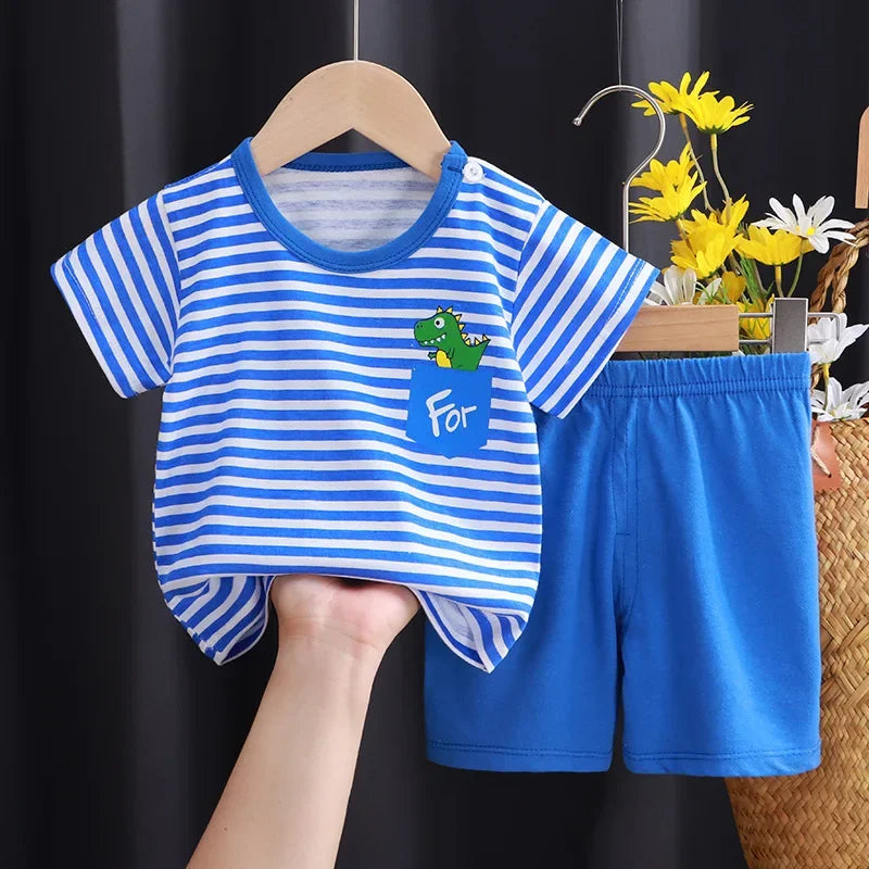 Kids 2-Piece Cotton Summer Set: Short Sleeve Tee & Shorts