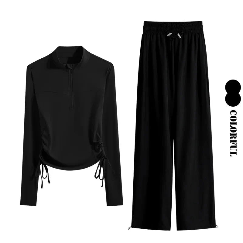 Women’s 2-Piece Yoga Set: Drawstring Top & Sweatpants
