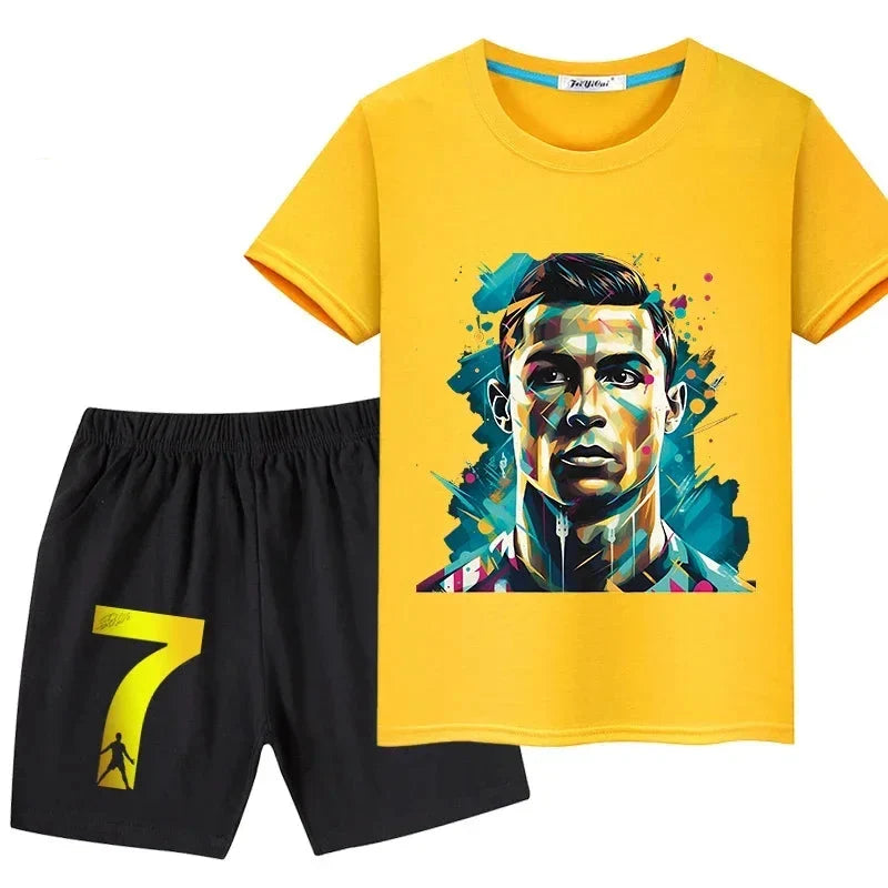 Ronaldo Kids' Summer T-Shirt Pure Cotton 2-Piece Outfit