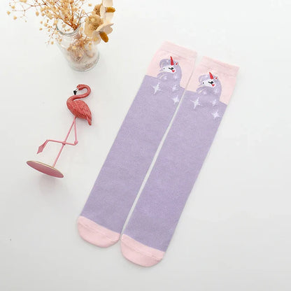Colorful Embroidered Knee High Socks for Girls
