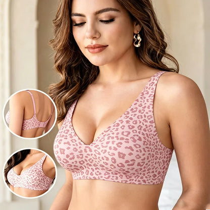Women's Leopard Wireless Bralette: Full Coverage & Lift
