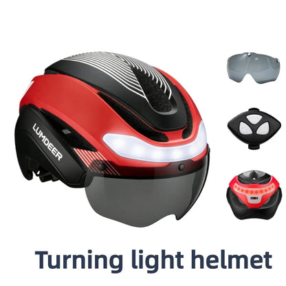 Ultralight Road Bike Helmet with Turn Signals & Magnetic Goggles