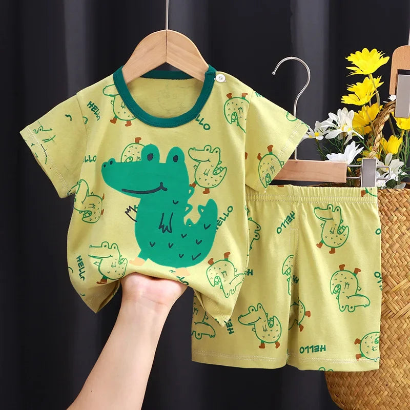 Kids 2-Piece Cotton Summer Set: Short Sleeve Tee & Shorts