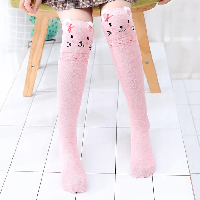 Colorful Embroidered Knee High Socks for Girls