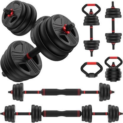5-in-1 Adjustable Free Weights Set: Dumbbell & Kettlebell