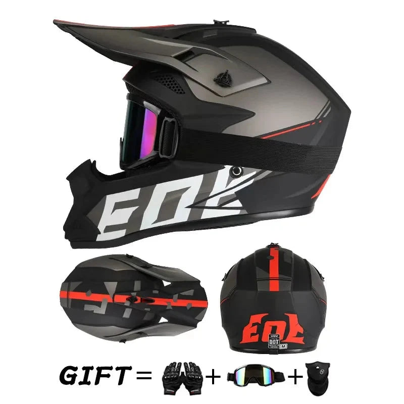 Full Face Off-Road Motorcycle Helmet with Goggles