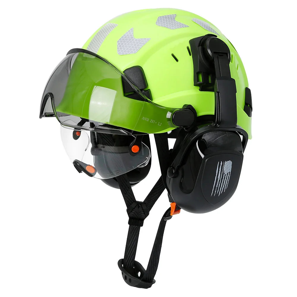 Construction Safety Helmet: Integrated Visor & Earmuffs