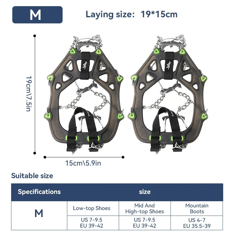 Anti-Slip Ice Grippers & Crampons for Hiking Shoe Cleats