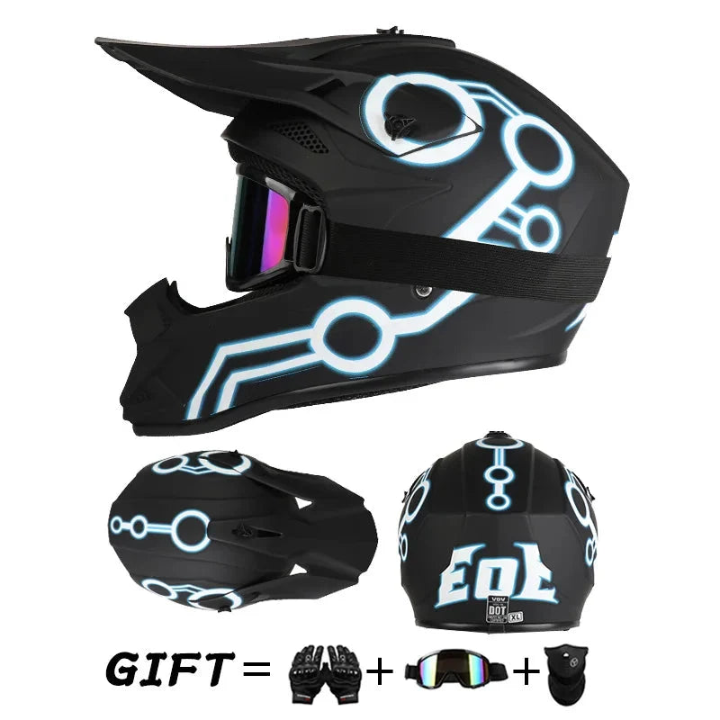 Full Face Off-Road Motorcycle Helmet with Goggles