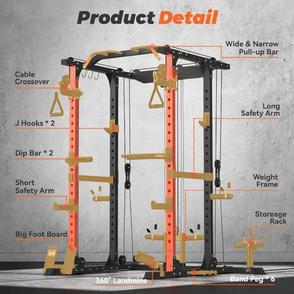 2000lb Power Rack with Weight Bench Options