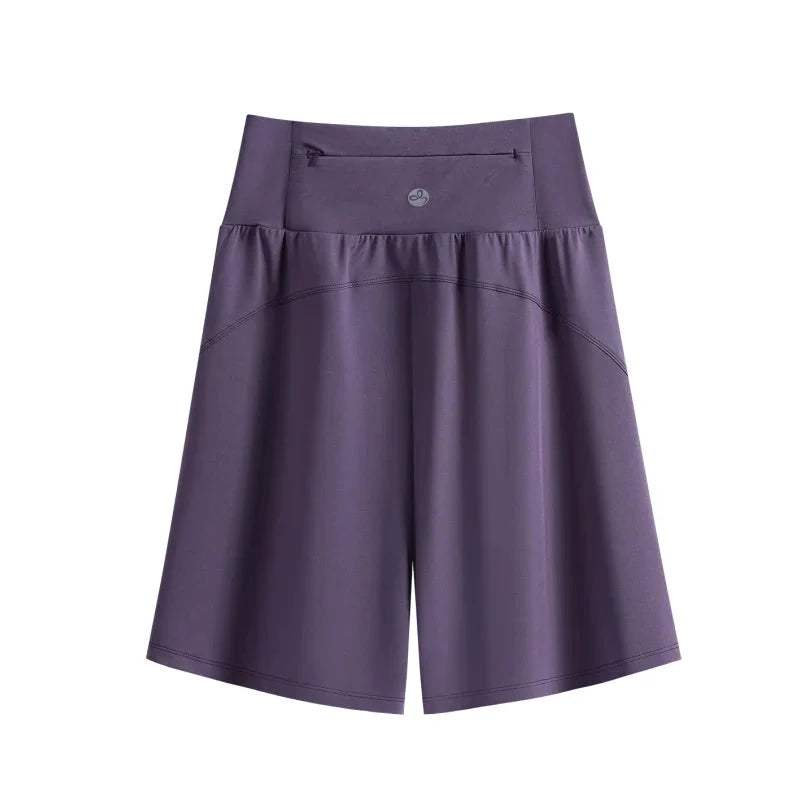 Women's High-Waist Quick-Dry Running Shorts with Pockets