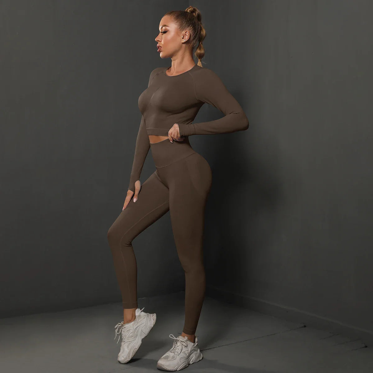 Seamless Yoga Set High Waisted Leggings Crop Top
