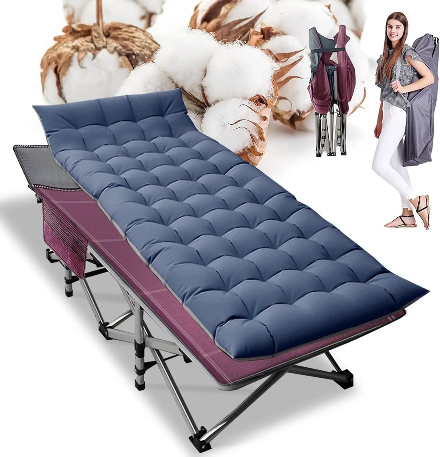 Comfortable Camping Cot with Durable Oxford Fabric
