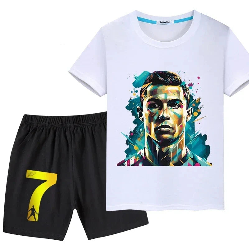 Ronaldo Kids' Summer T-Shirt Pure Cotton 2-Piece Outfit