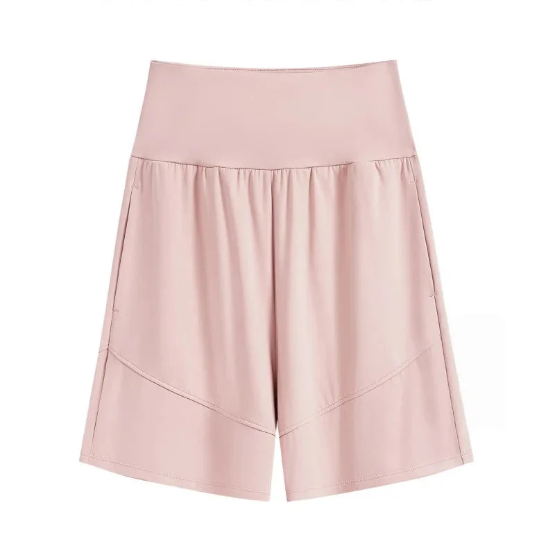 Women's High-Waisted Long Yoga Shorts with Pockets