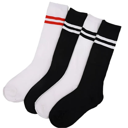 Striped Cotton Knee High Socks