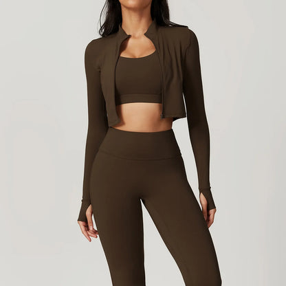 Zippered Yoga Set  Long Sleeve & High Waist Leggings