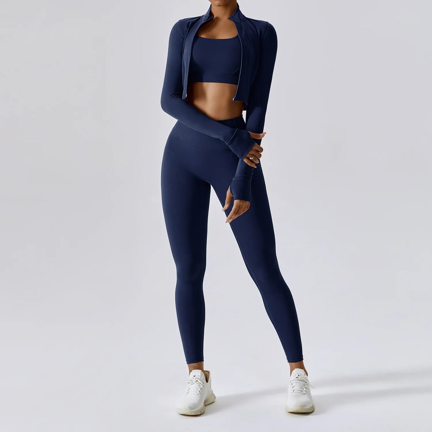 Zippered Yoga Set  Long Sleeve & High Waist Leggings