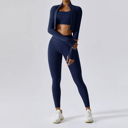Zippered Yoga Set  Long Sleeve & High Waist Leggings