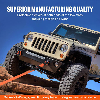 Heavy-Duty Polyester Tow Strap Recovery Kit High-Strength Winch Ropes