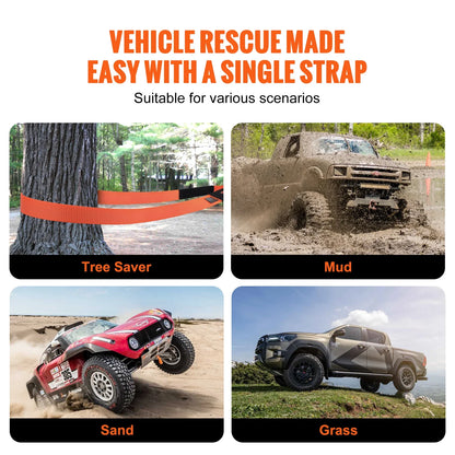 Heavy-Duty Polyester Tow Strap Recovery Kit High-Strength Winch Ropes