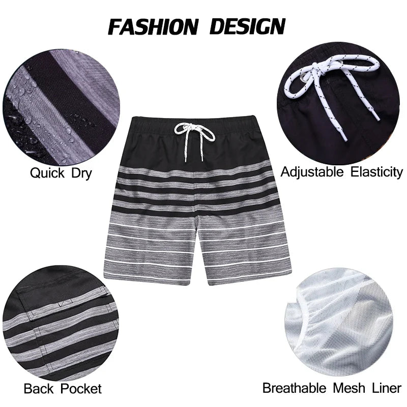 Men's Summer Print Beach Shorts: Swim, Surf & Workout Trunks