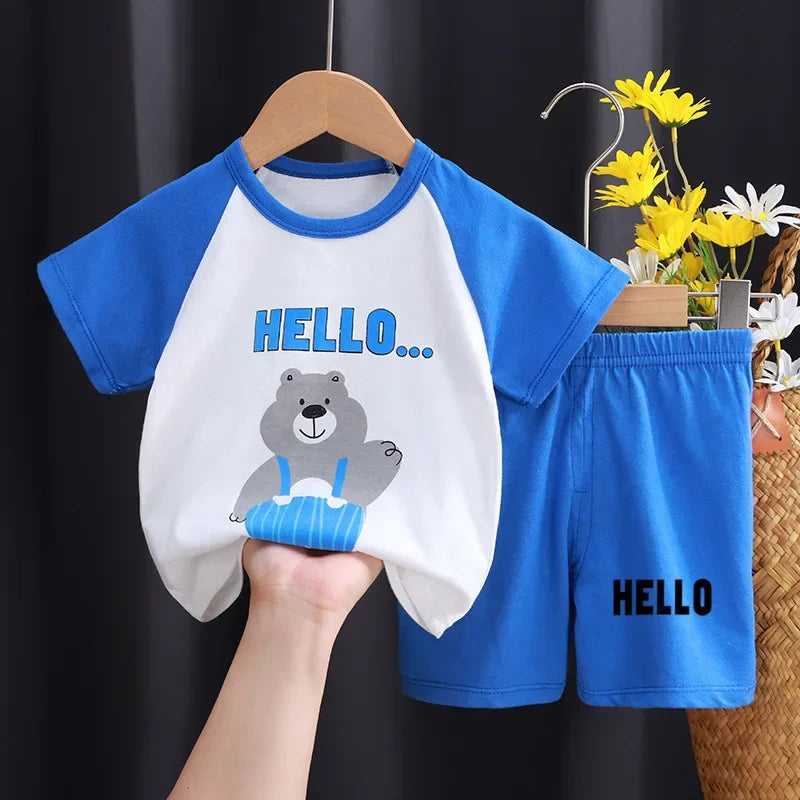Kids 2-Piece Cotton Summer Set: Short Sleeve Tee & Shorts