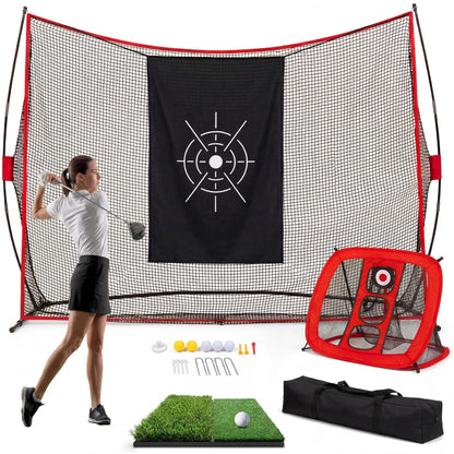 Backyard Golf Hitting Net & Practice Mat Bundle