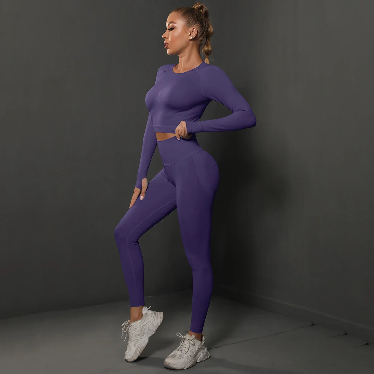 Seamless Yoga Set High Waisted Leggings Crop Top