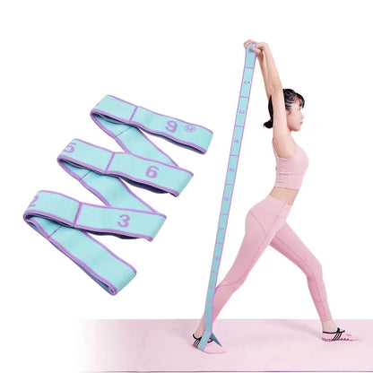 Elastic Yoga Stretching Strap with Loops for Pilates & Dance
