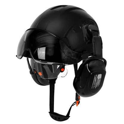 Construction Safety Helmet: Integrated Visor & Earmuffs
