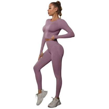 Seamless Yoga Set High Waisted Leggings Crop Top