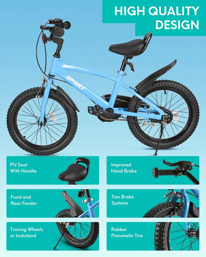 Kids' Bike with Training Wheels & Dual Handbrakes
