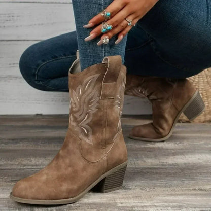 Elevated Comfort: Suede Western Ankle Boots
