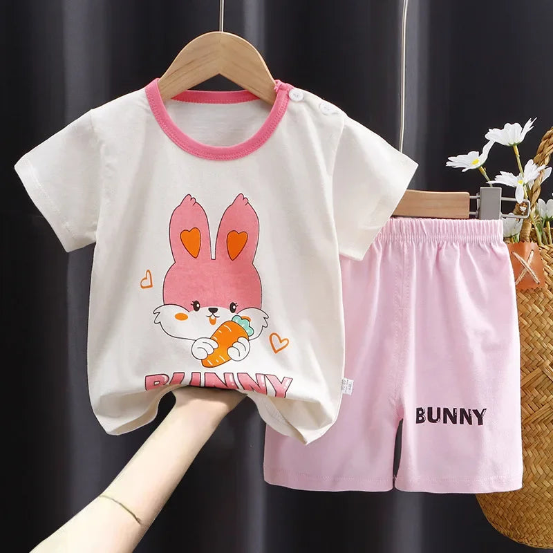 Kids 2-Piece Cotton Summer Set: Short Sleeve Tee & Shorts