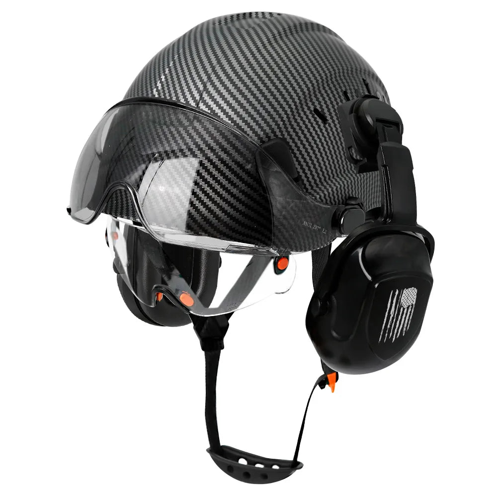 Construction Safety Helmet: Integrated Visor & Earmuffs