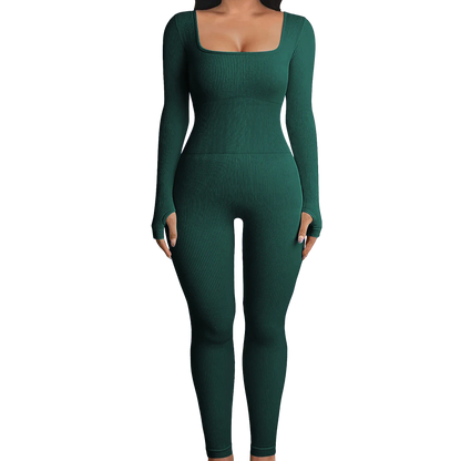 Sleek and Stylish  Ribbed Yoga Jumpsuit