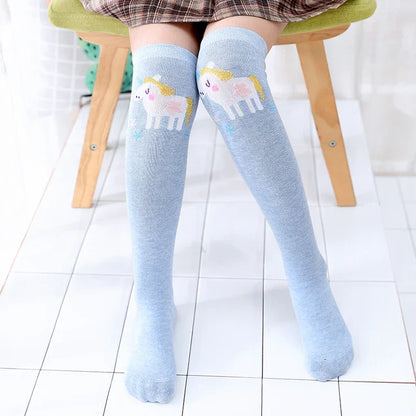 Colorful Embroidered Knee High Socks for Girls