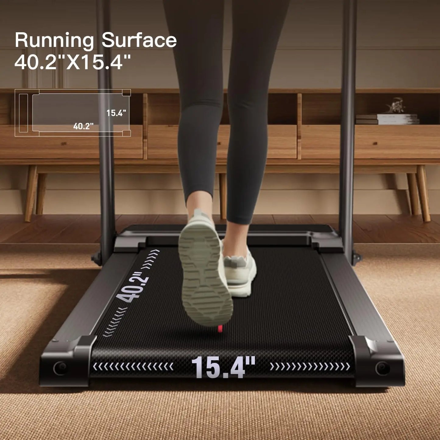 Compact Folding Treadmill  Pulse Sensor 2.5 HP Motor