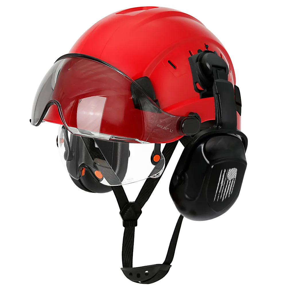 Construction Safety Helmet: Integrated Visor & Earmuffs