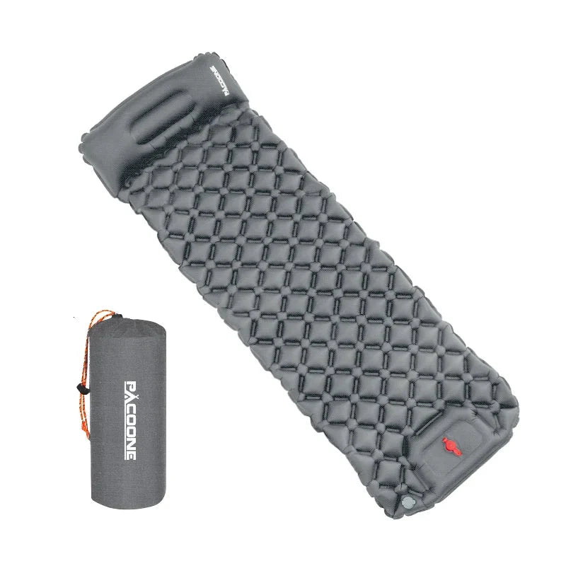 Inflatable Camping Mattress with Headrest & Built-in Pump
