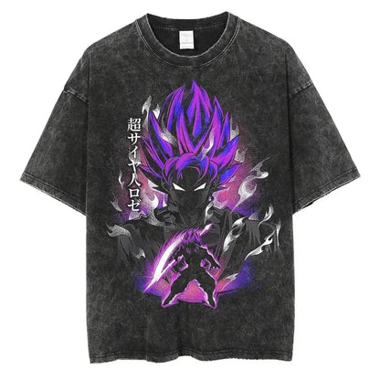 Men's DBZ Vegeta Vintage Wash Oversized Fitness T-Shirt