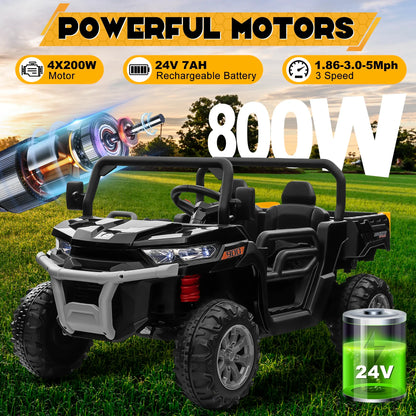 24V 2-Seater Kids Ride-On Dump Truck w/ Remote Control & UTV Style