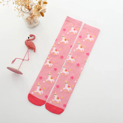 Colorful Embroidered Knee High Socks for Girls