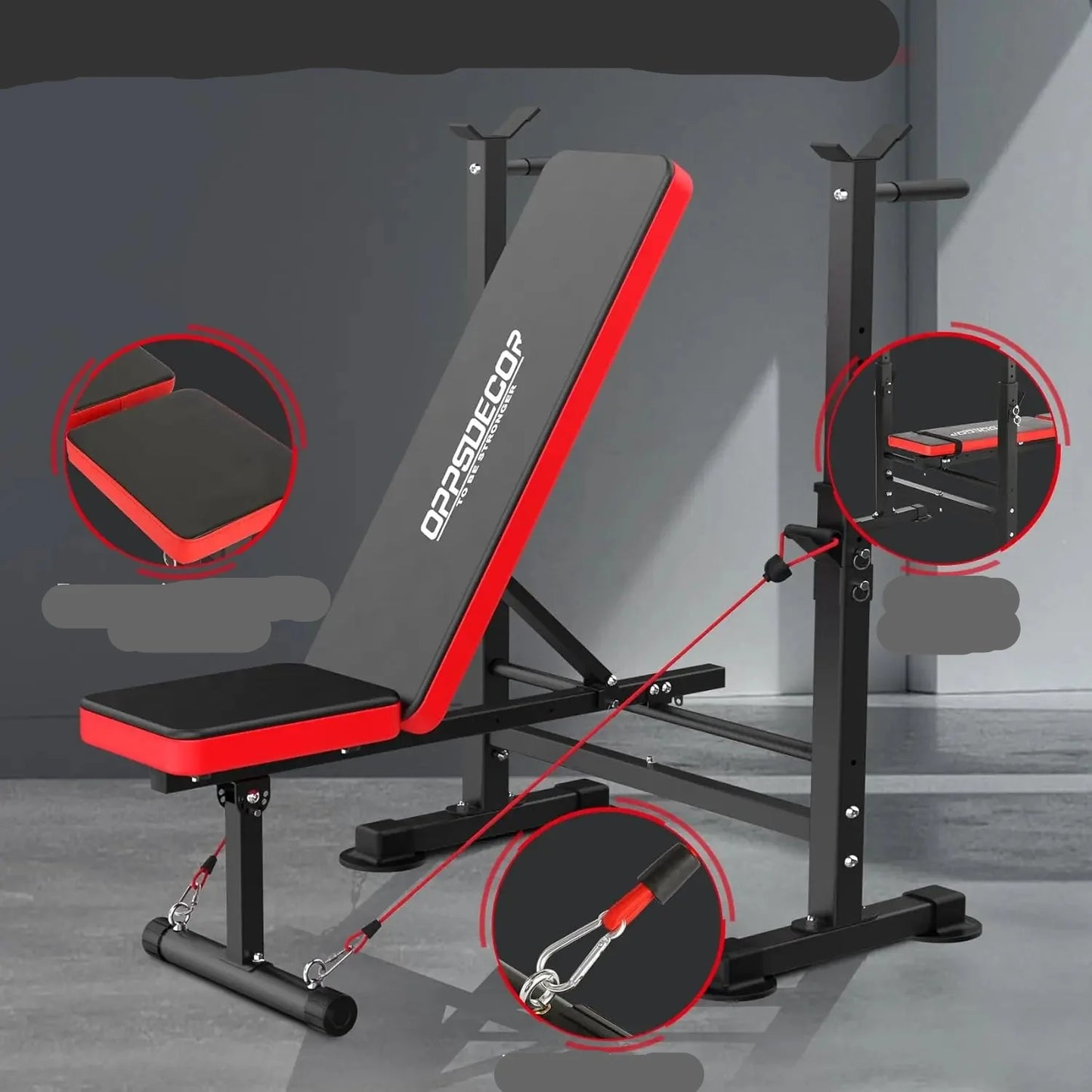 600lb Capacity 6-in-1 Weight Bench with Squat Rack