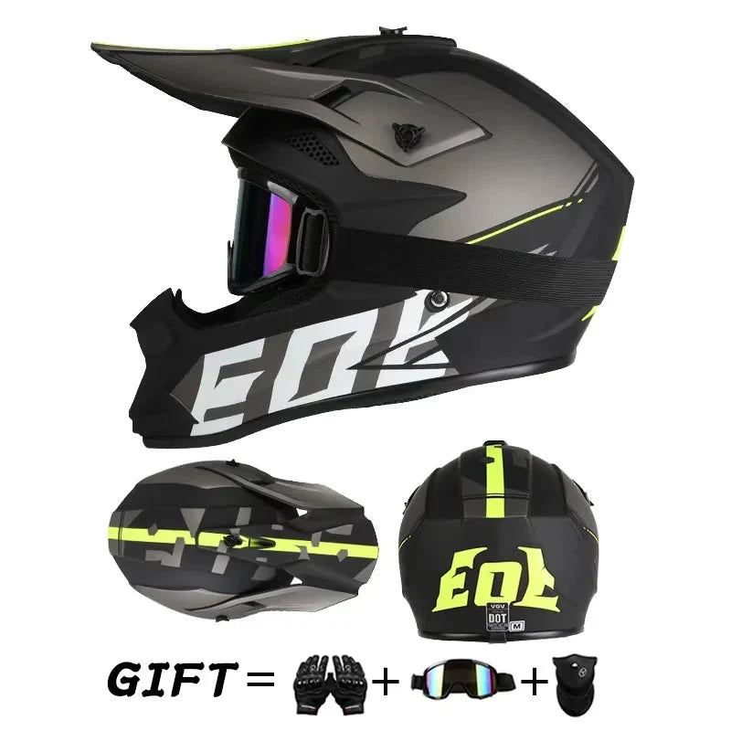 Full Face Off-Road Motorcycle Helmet with Goggles