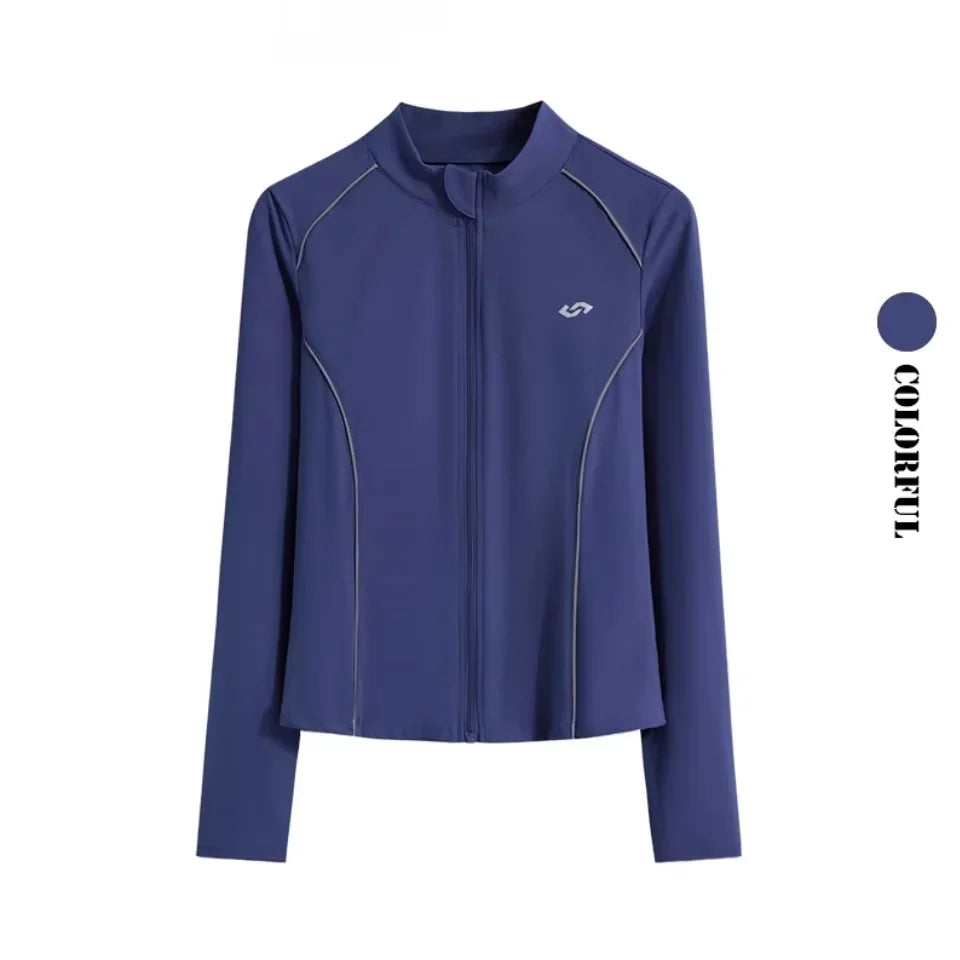 Women's 2-Piece Zipper Gym Set: High Waist Tracksuit & Jacket