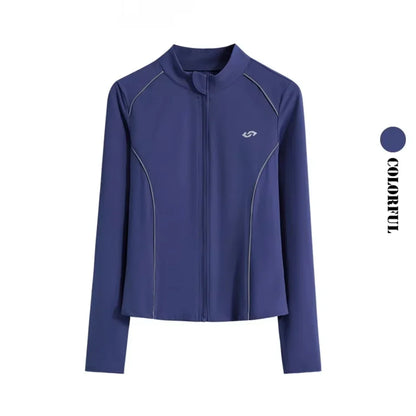 Women's 2-Piece Zipper Gym Set: High Waist Tracksuit & Jacket