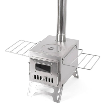 Stainless Steel Wood-Burning Camp Stove with Fire Window