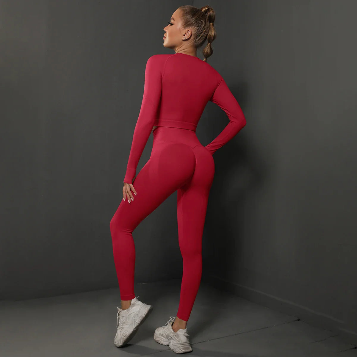 Seamless Yoga Set High Waisted Leggings Crop Top